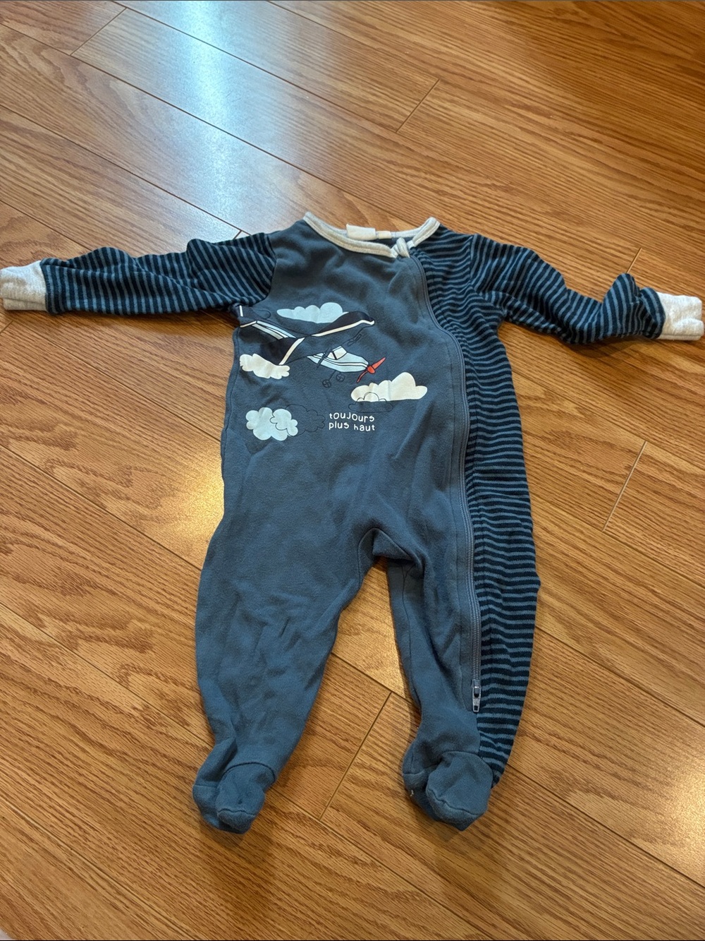 20/25$ 🧸 Blue Toddler One-Piece Footed Pajamas with Airplane Graphic